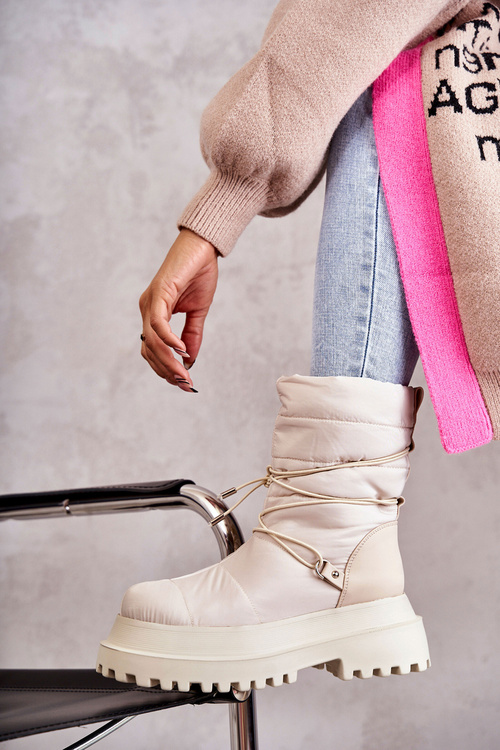 Жіночі зимові черевики на платформі бежеві Lilou