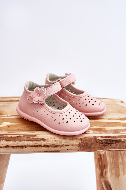 Дитячі високі ажурні балерини на липучці рожеві Jianna