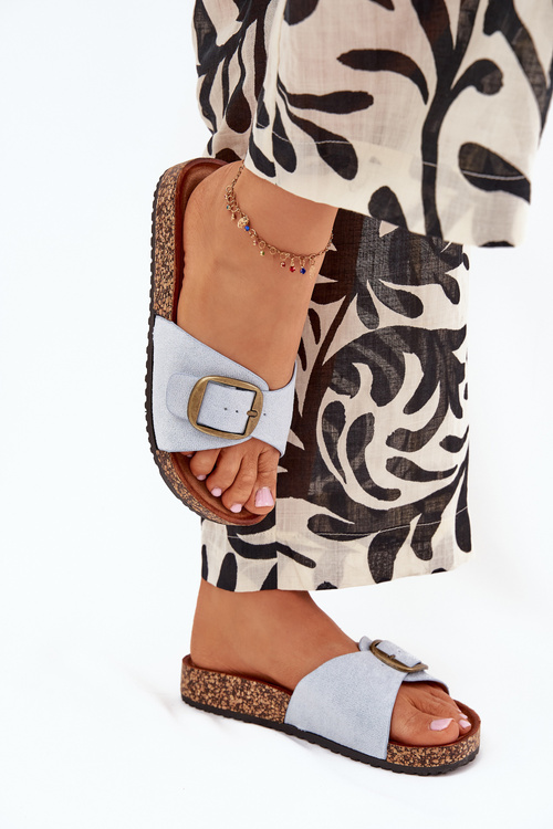 Жіночі Сандалі З Пряжкою На Корковій Платформі Сині Zavira