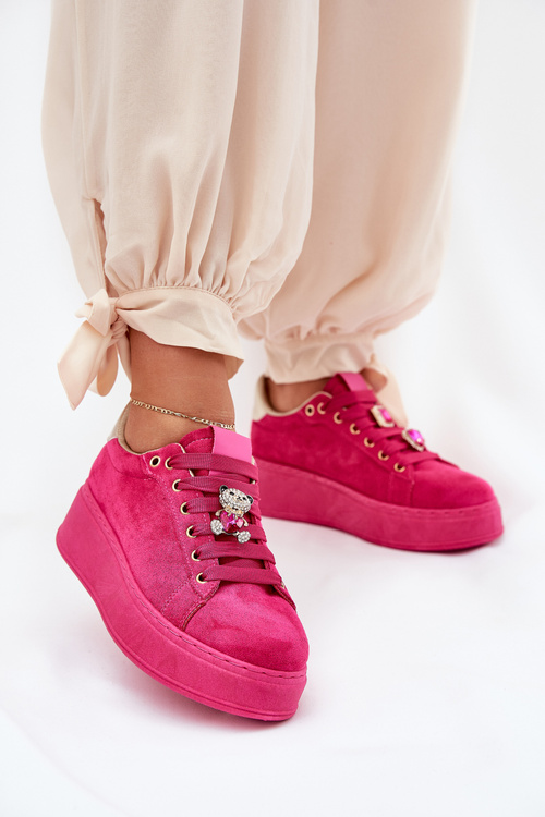 Жіночі Кросівки на Платформі з Ведмедиком Фуксія Vailina