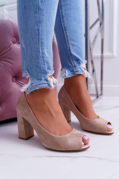 Жіночі туфлі Sergio Leone з відкритим носком PB133, бежеві віяла