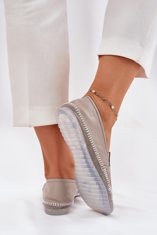 Візерункові Шкіряні Балетки Maciejka T3512-73 Бежеві