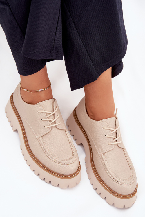 Жіночі Мокасини На Шнурівці Big Star NN274053 Бежеві