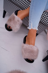 Жіночі шльопанці з хутром Beige NiceFur