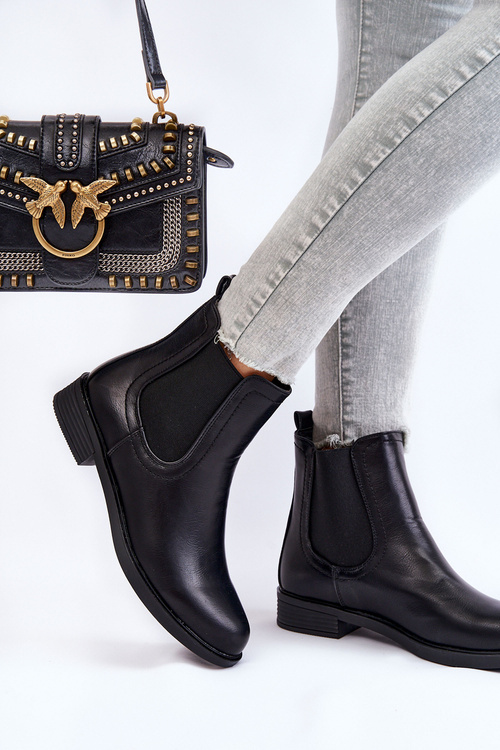 Шкіряні черевики на шнурівці Чорні Astate