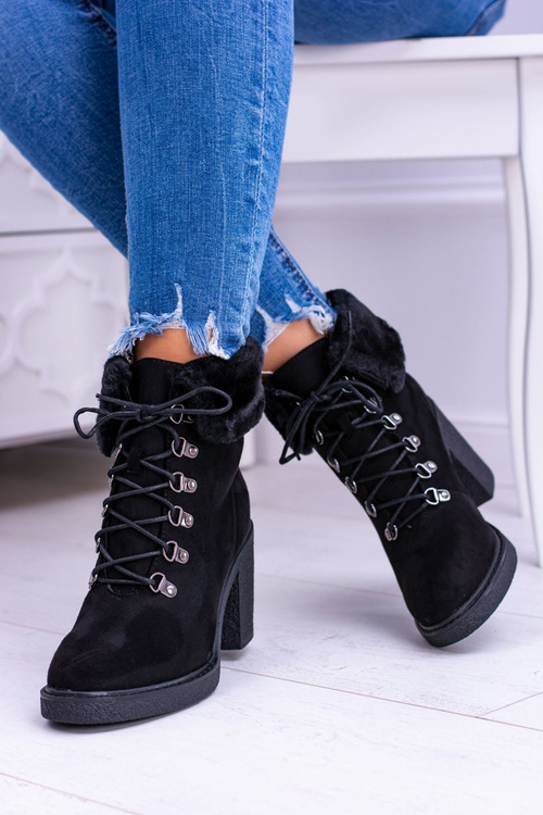 Чорні жіночі чоботи на шпильці зі штучного хутра Influence