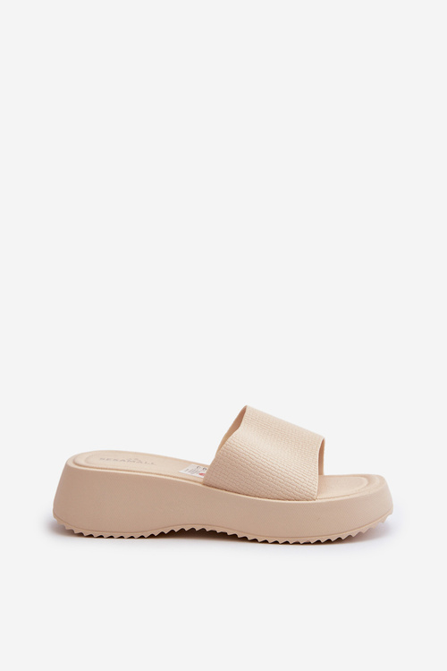 Жіночі босоніжки на платформі та танкетці бежевого кольору Vimarils