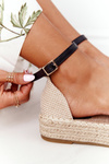 Мереживні еспадрільї на плетеній платформі Чорні Лариса