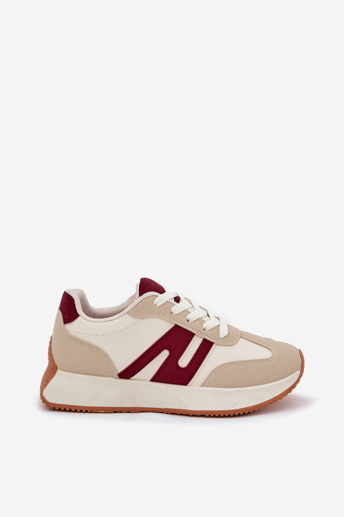 Жіночі Спортивне Взуття На Платформі Бежево-Червоне Emidi