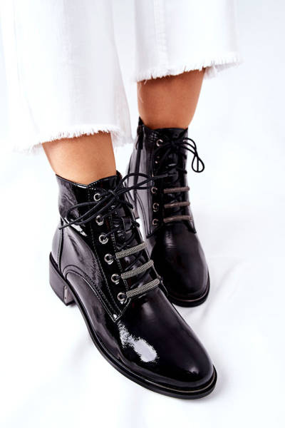 Класичні жіночі утеплені чоботи Shiny Black Reflection