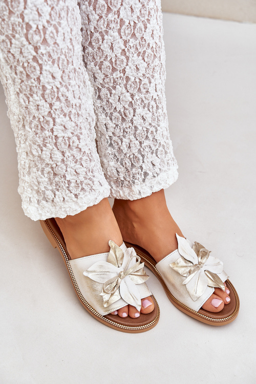 Сандалі З Декором Природна Шкіра Зазу 3667 Зношене Золото