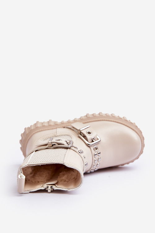 Бежеві ботильйони на блискавці для дівчинки Adeneia