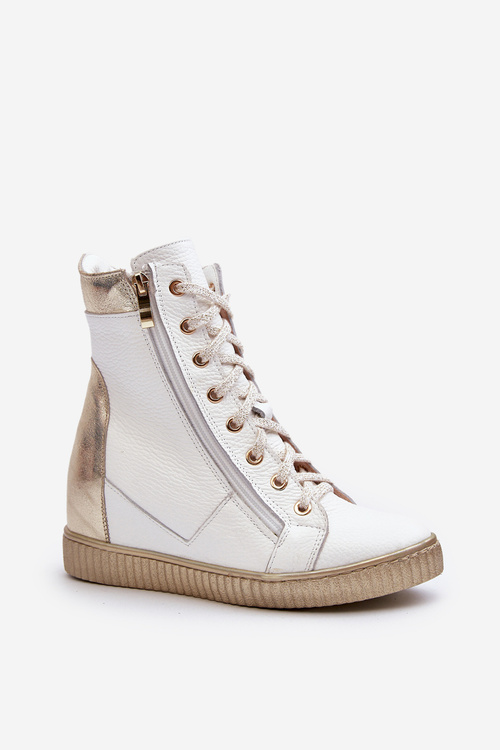 Білі жіночі шкіряні кросівки на платформі Zazoo 3081