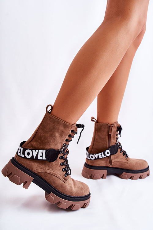 Замшеві високі чоботи з утеплюючим коричневим дані