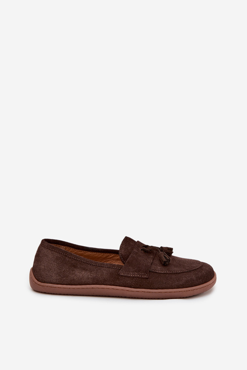 Шкіряні замшеві мокасини типу босоног Zazoo 322 шоколадні