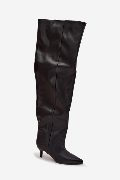 Чоботи жіночі на підборах чорні Ysolienne