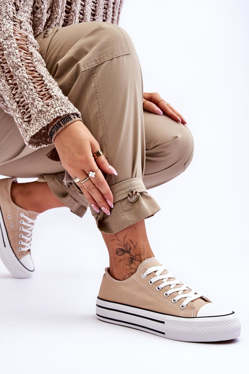 Жіночі кросівки на масивній платформі бежеві Ember