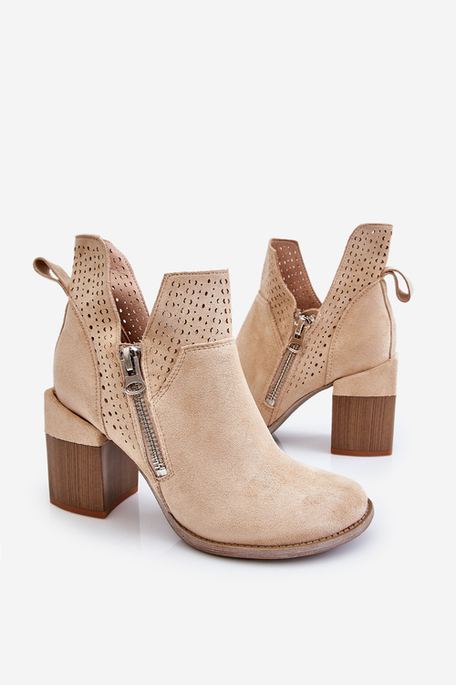 Замшеві Чоботи на масивних підборах Світло-бежевий Camden