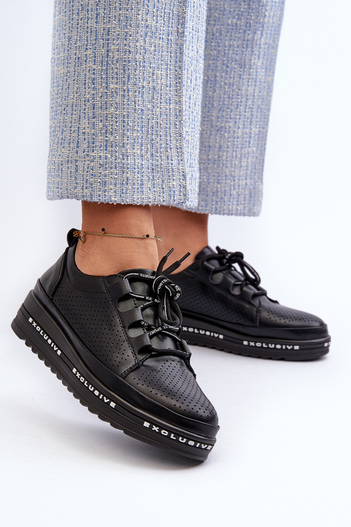 Жіночі шкіряні лофери на платформі S.Barski LR769A чорні