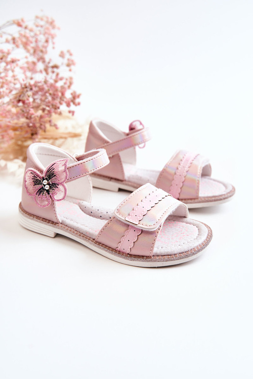 Дитячі босоніжки з метеликом Pink Nicoll