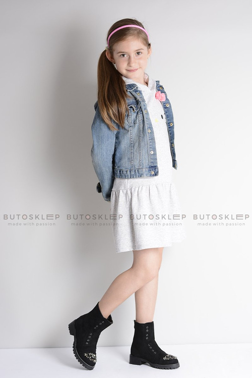 Дитячі ботильйони LittleCarrie із чорної замші з кубічним цирконієм