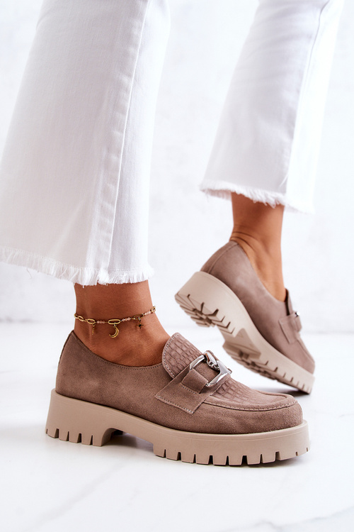 Модні замшеві лофери темно-бежеві Rayhan