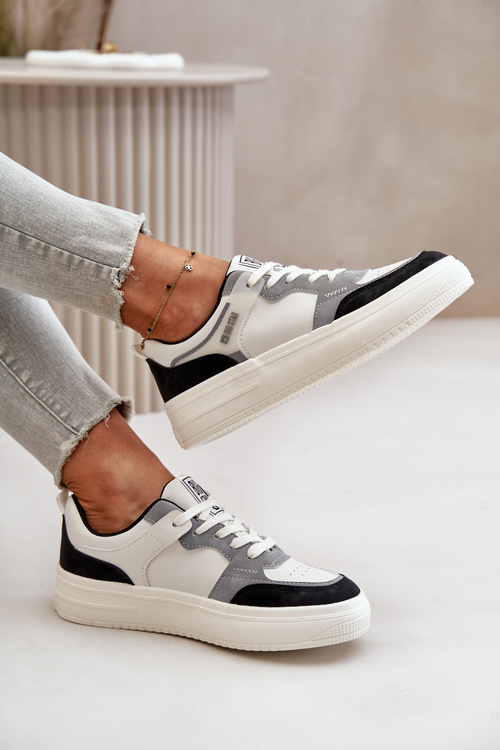 Жіночі низькі кросівки з еко шкіри Big Star OO274028 біло-сірі