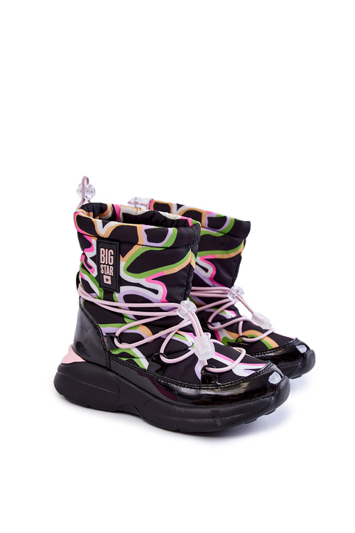Дитячі снігові черевики W Print Big Star KK374099 Чорно-рожевий