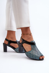 Жіночі бірюзові босоніжки зі штучної шкіри на високих підборах Queenmarie