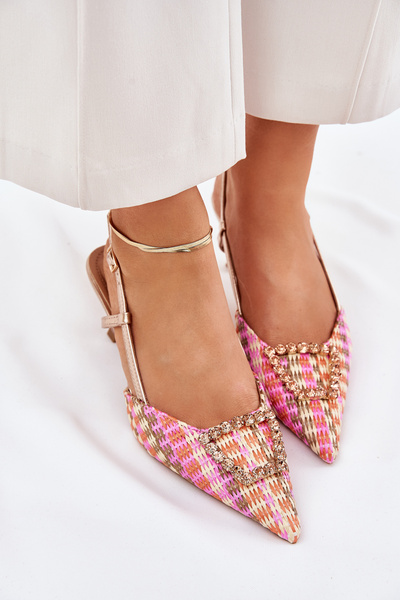 Туфлі На Каблуку З Декорацією Та Відкритим Каблуком Шампанське Teminora