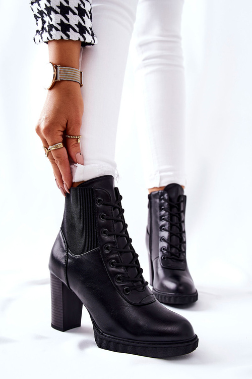 Чоботи на високому каблуці Чорні Joyte