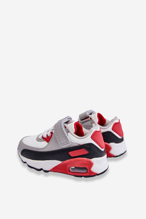 Дитячі шкіряні кросівки на платформі біло-червоні Lori