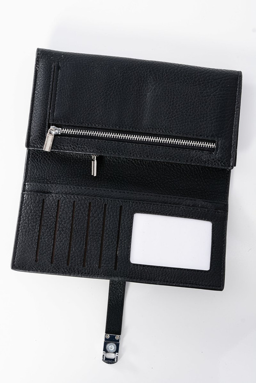 Елегантний жіночий гаманець з магнітним ремінцем чорного кольору