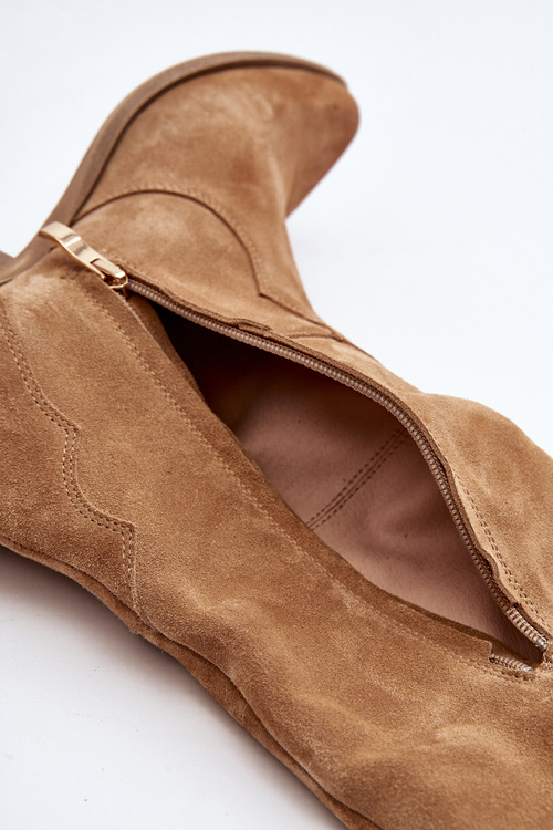 Жіночі замшеві ковбойські чоботи Zazoo 3427 бежеві