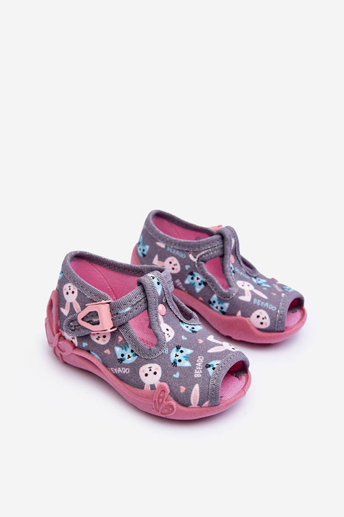 Тапочки-зайчики Befado 213P139 сіро-рожеві