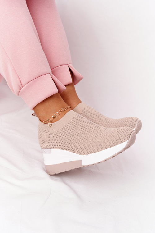 Ажурні кросівки на танкетці Бежева Гармонія