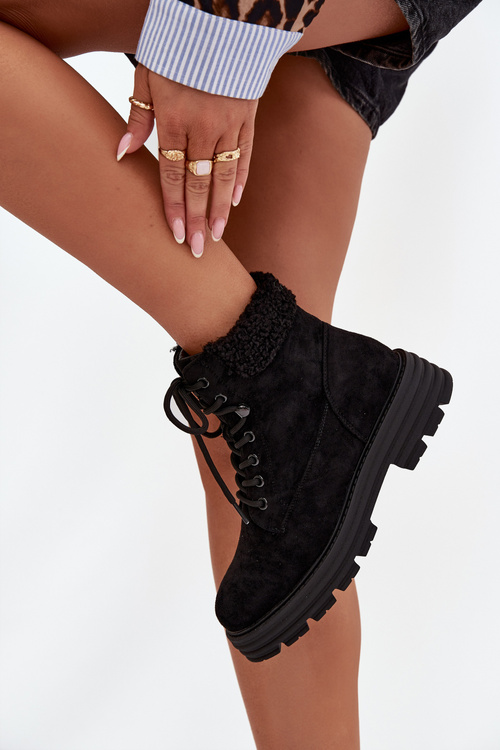 Зігріті Трапери Жіночі Черевики На Шнурівці Чорні Lyrinne