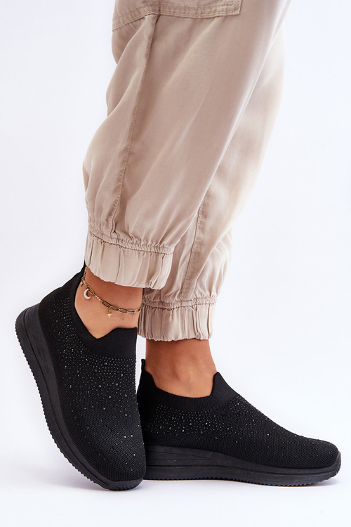 Жіночі кросівки зі стразами Чорні Gianni