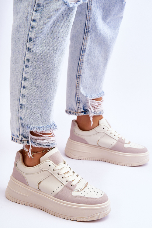 Жіноче спортивне взуття на високій платформі світло-бежевий Bexley