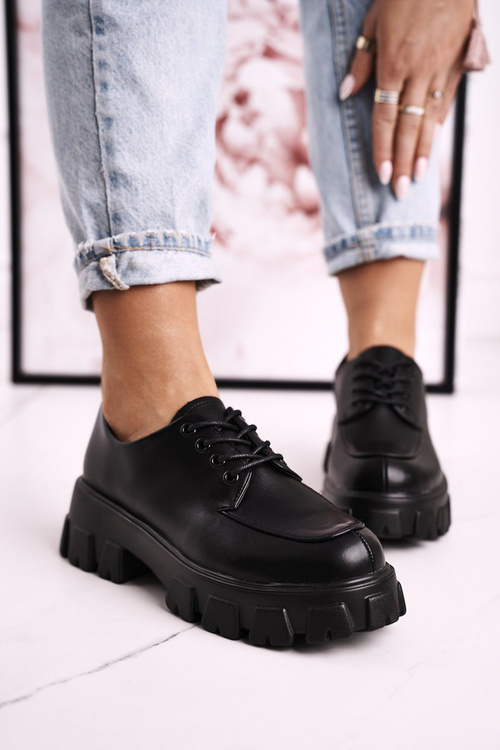 Жіночі оксфорди-броги на масивній платформі S.Barski HX23 чорні