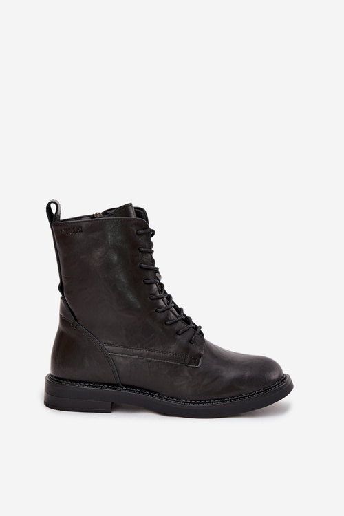 Шкіряні Теплі Жіночі Черевики Workery Big Star SS274480 Чорні