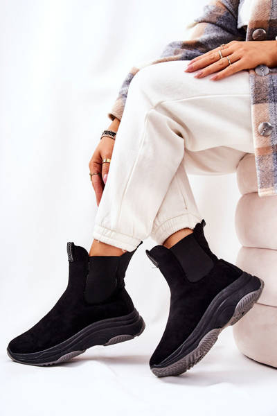 Чоботи на платформі замшеві чорні Nicci