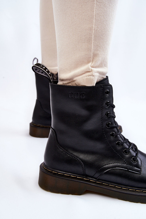 Жіночі шкіряні теплі черевики на слайдері GOE II2N4060 Чорні