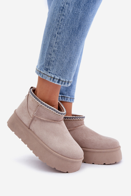 Снігоступи на платформі з декоративною вишивкою світло-бежеві Heslania