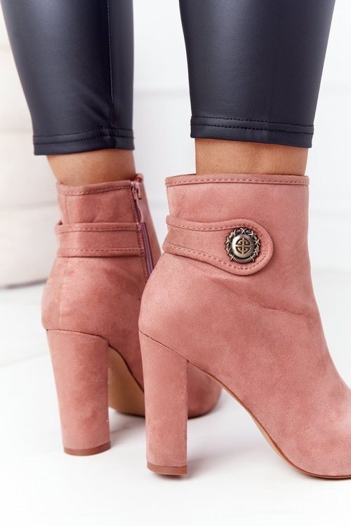 Класичні чоботи на блочному каблуці Lu Boo Рожеві