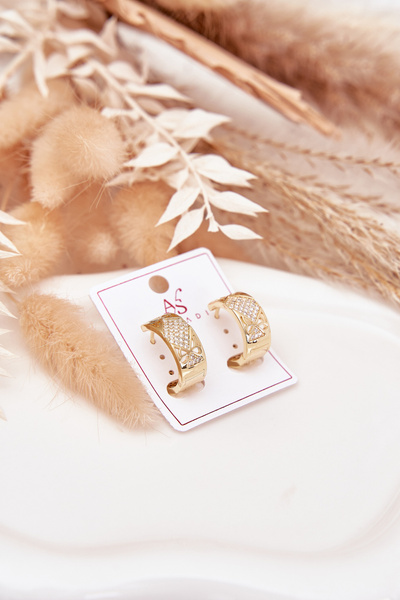 Жіночі сережки з нержавіючої сталі з цирконіями золоті