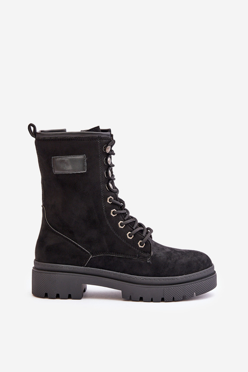 Жіночі робочі черевики на блискавці з еко-замші Black Savalann