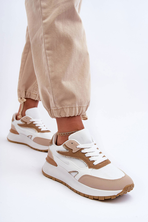 Жіноче спортивне взуття на платформі біло-бежевий Henley