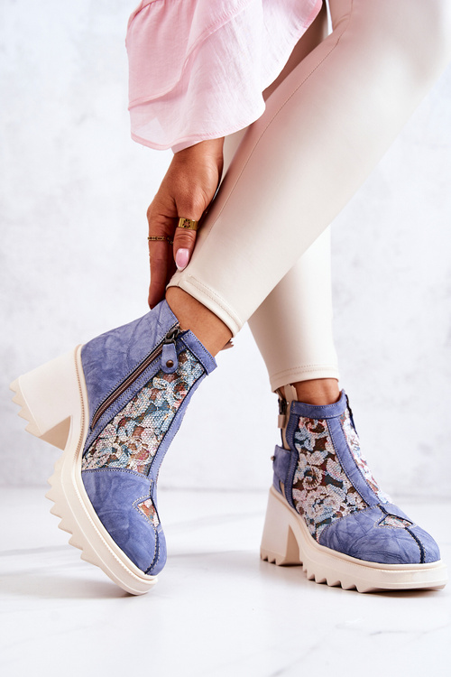 Чоботи шкіряні на масивній пості Maciejka Blue 05325-06