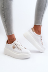 Білі жіночі шкіряні кросівки на платформі Pernalia